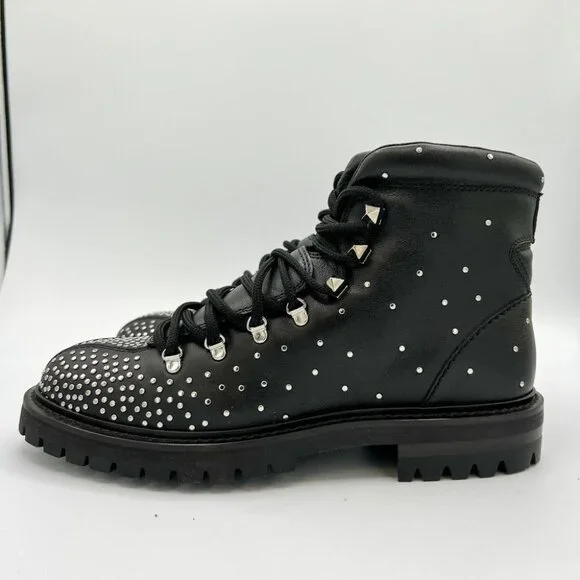 Valentino Garavani Black Rockstud Ankle Hiking Boots - Picture 4 of 12